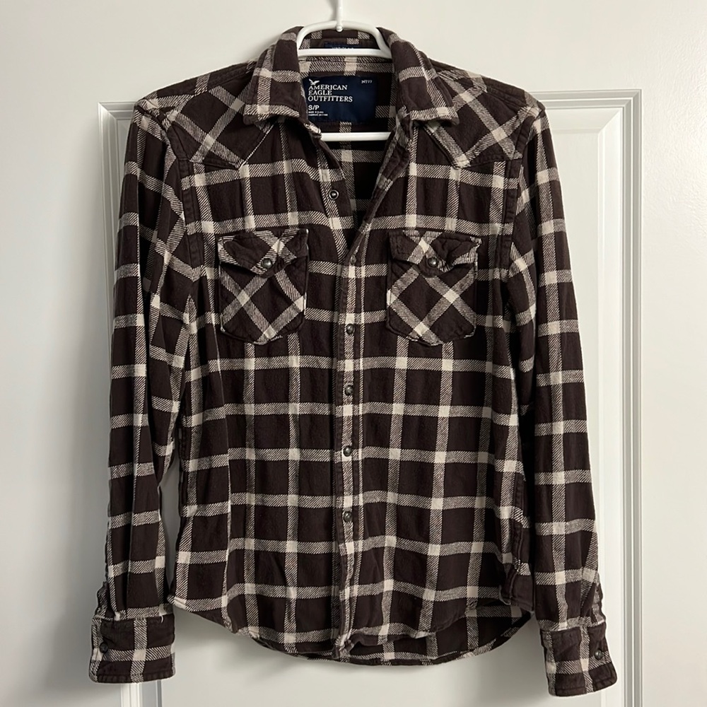 Brown American Eagle Vintage Fit Flannel Shirt